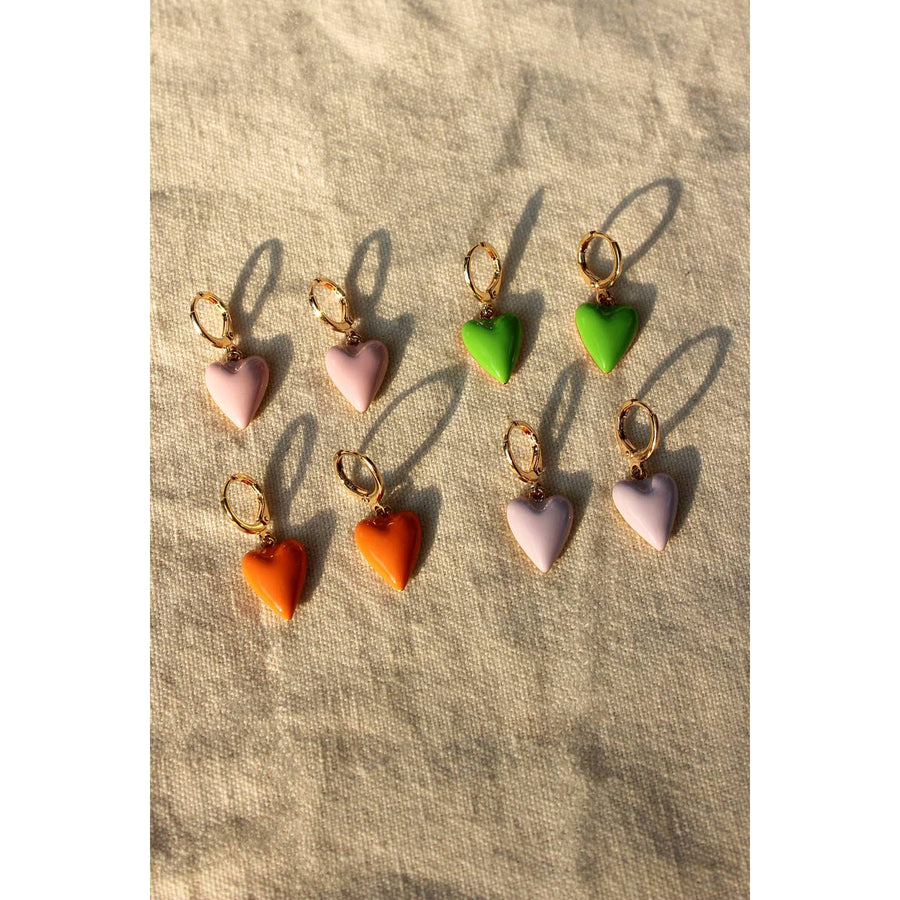 Heart Earrings in Green