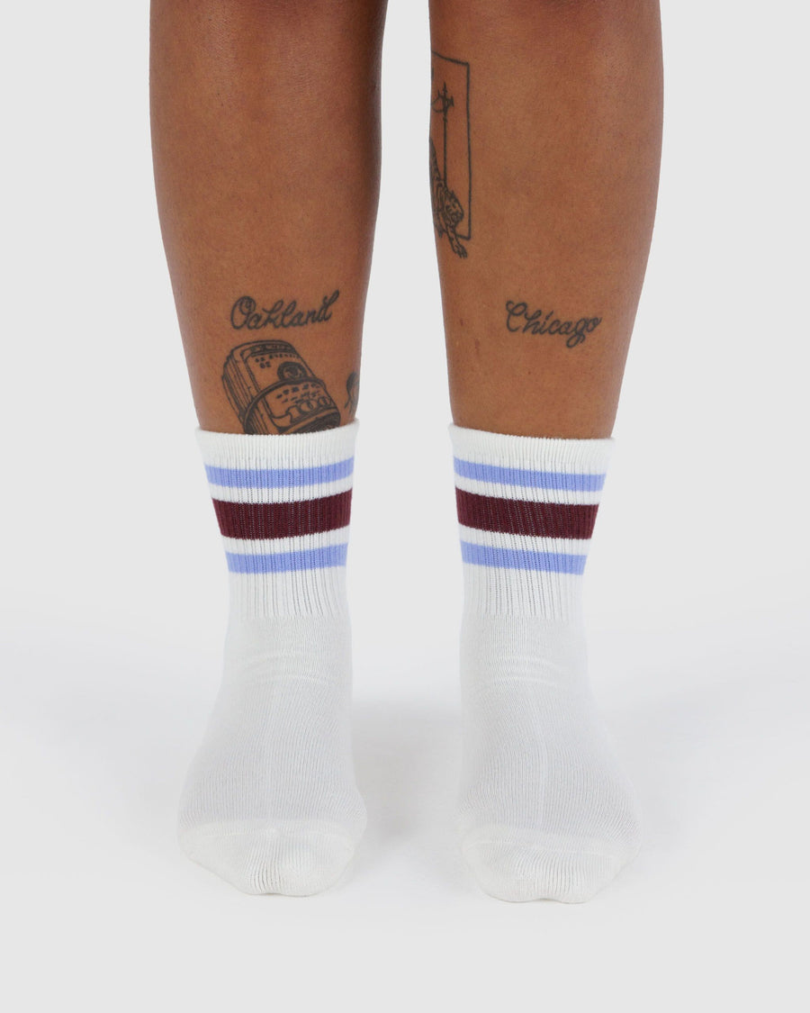 Ribbed Sock in Ivory Stripe