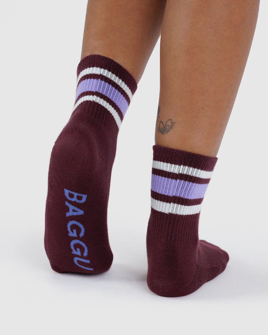 Ribbed Sock in Mahogany Stripe