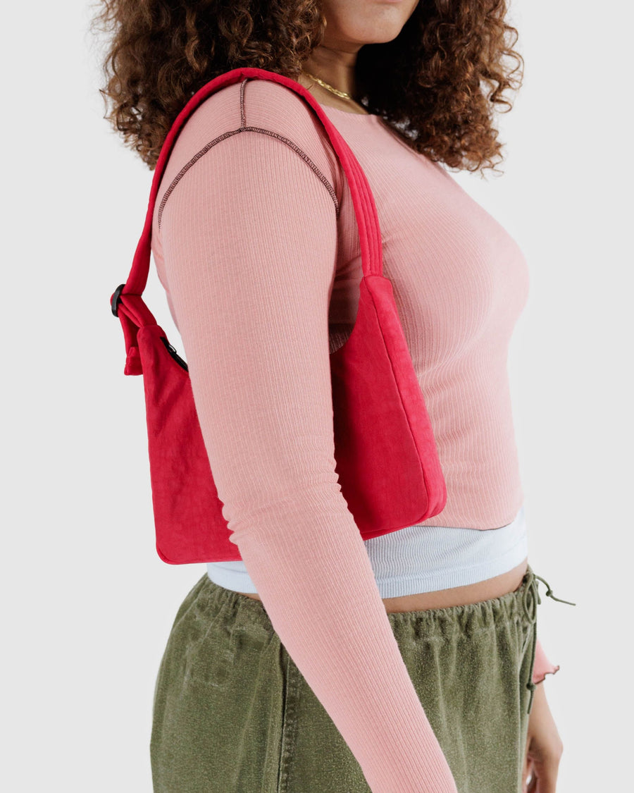 Mini Nylon Shoulder Bag in Candy Apple