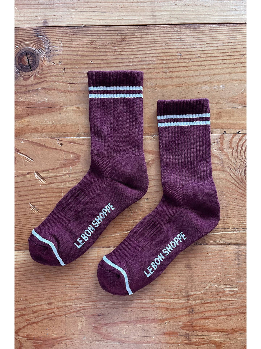 Boyfriend Socks in Maroon