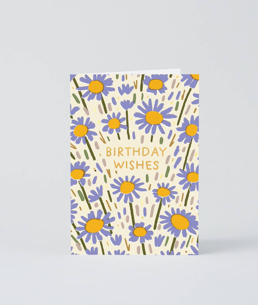'flower Field Birthday' Foiled Greetings Card