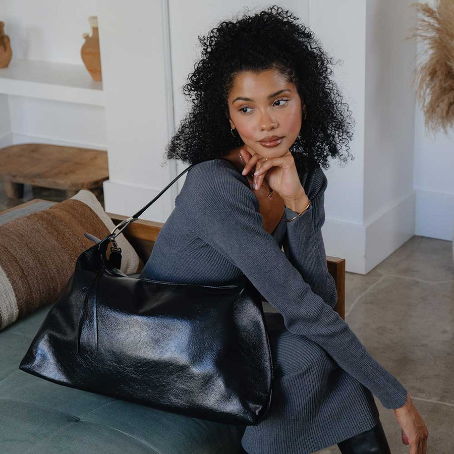 Charlie Black Recycled Vegan Shoulder Bag