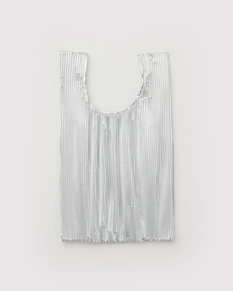 Pleated Baggu in Chrome Metallic
