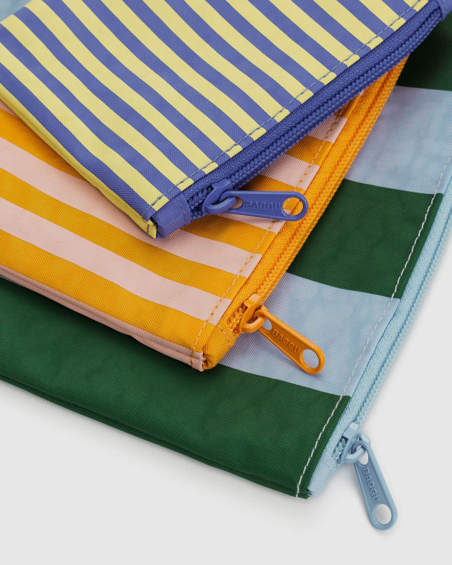 Flat Pouch Set in Hotel Stripes