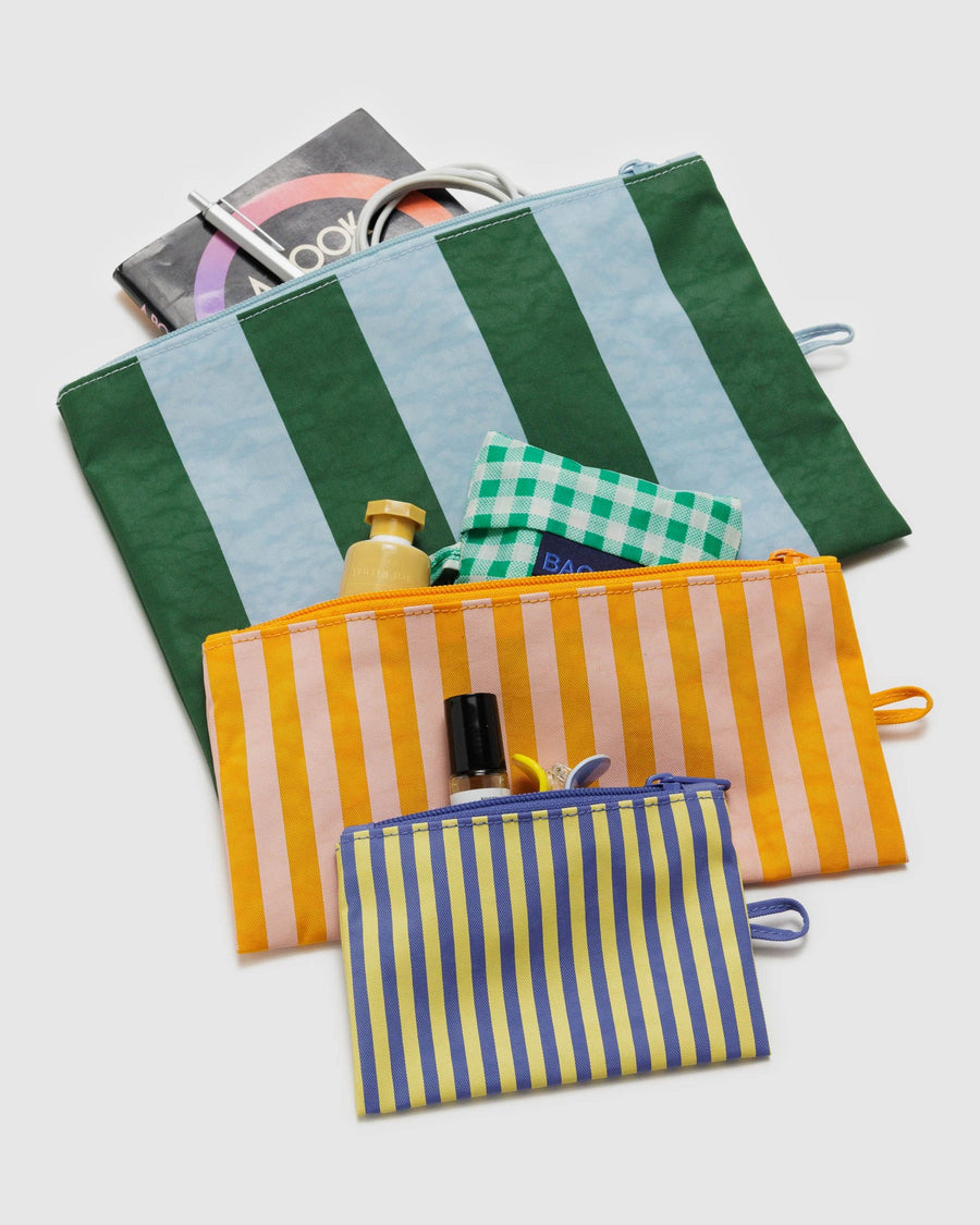 Flat Pouch Set in Hotel Stripes