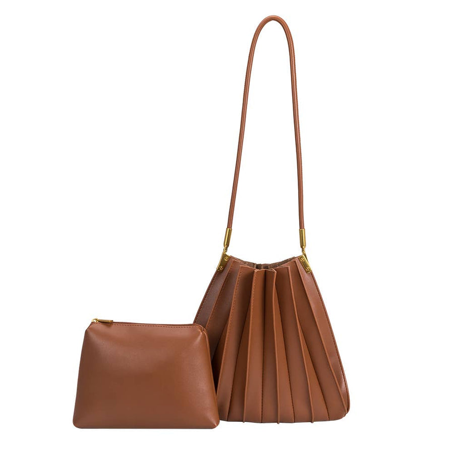 Carrie Saddle Pleated Vegan Shoulder Bag