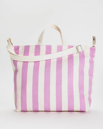 Horizontal Zip Duck Bag in Pink Awning Stripe