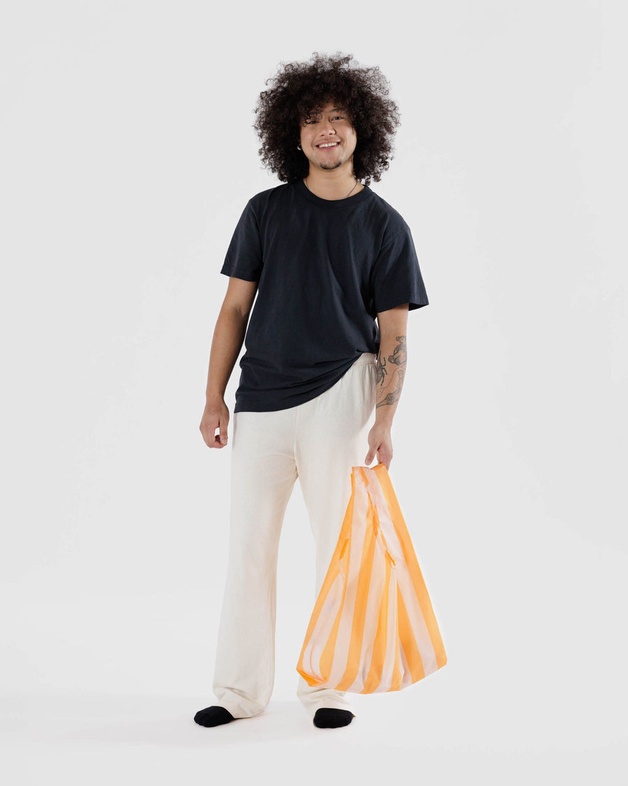 Standard Baggu Reusable Bag in Tangerine Wide Stripe