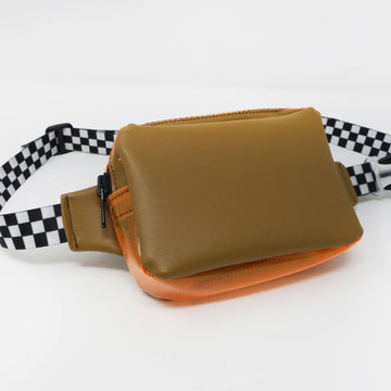 Brown & Orange Fanny Pack w/ Checkered Strap