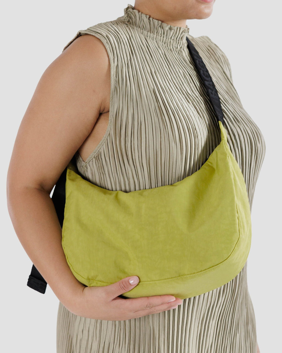 Medium Nylon Crescent Bag in Lemongrass