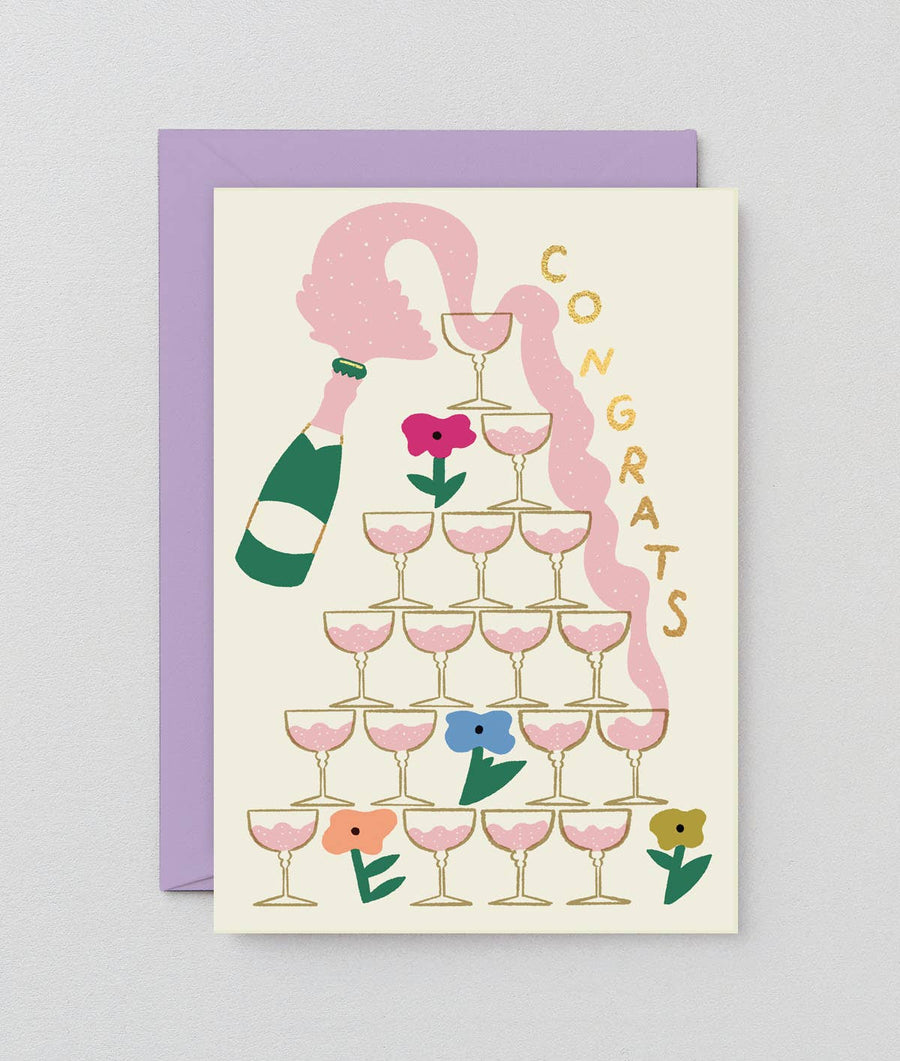 ‘Congrats Champagne Tower’ Greetings Card’ Greetings Card