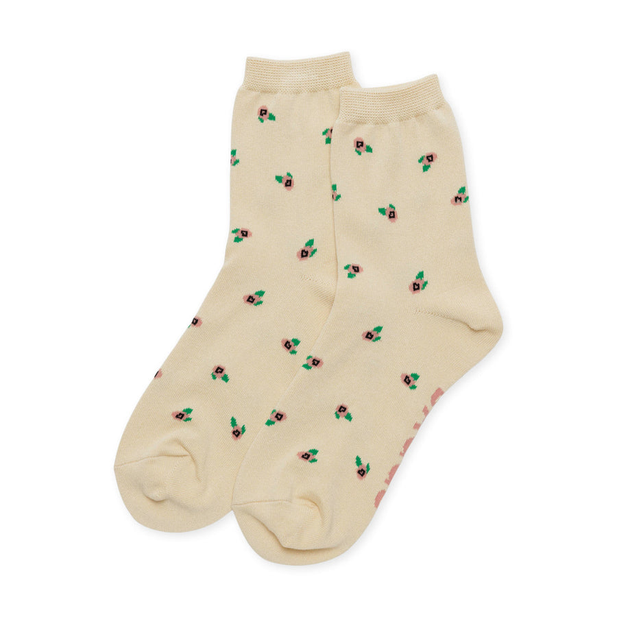 Crew Socks in Cream Rosette