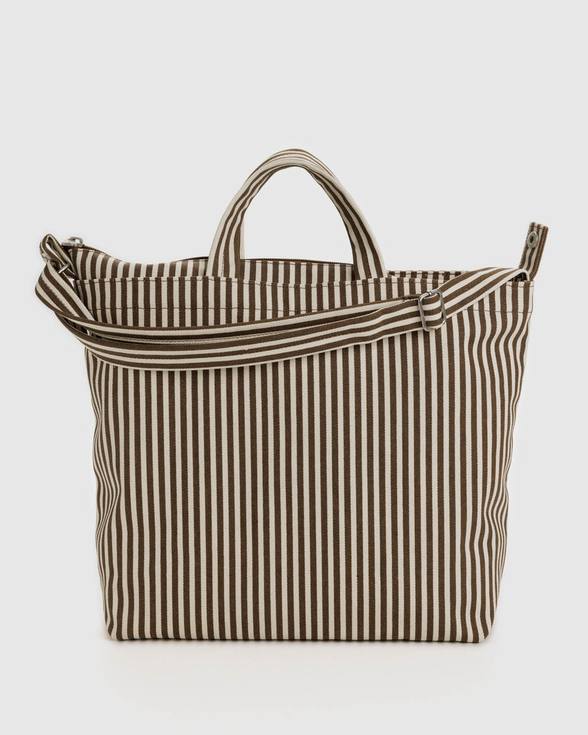 Horizontal Zip Duck Bag in Brown Stripe