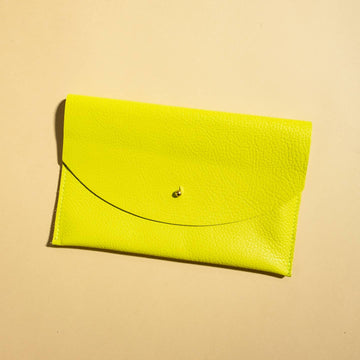 Chartreuse Leather Envelope Pouch Clutch