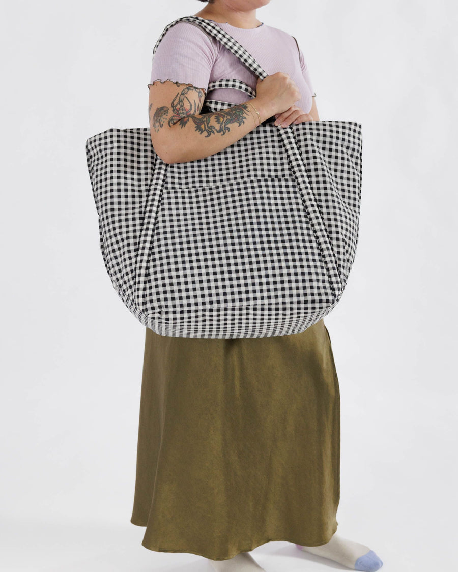 Travel Cloud Bag in Black & White Gingham