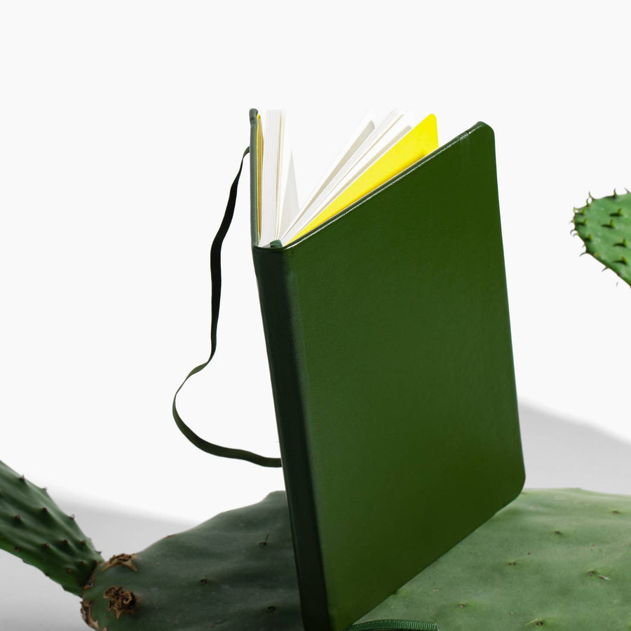 Green Cactus Leather Lined Journal