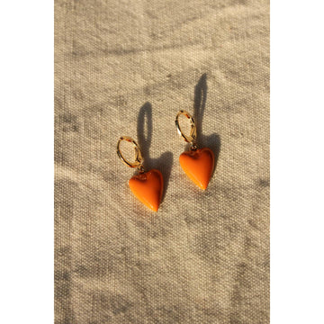 Heart Earrings in Orange