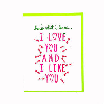 I Love & Like You Card