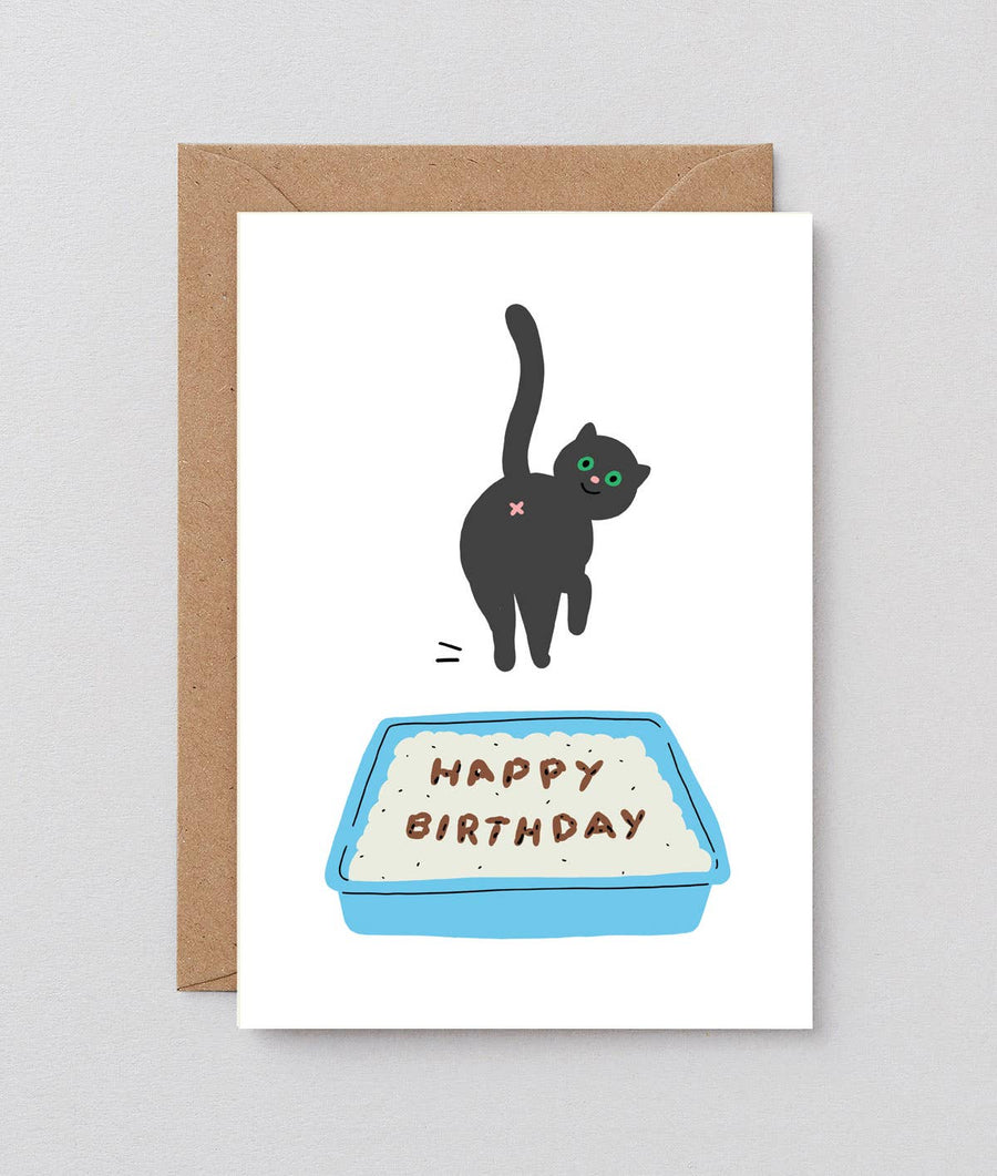 'birthday Cat Poop' Greetings Card