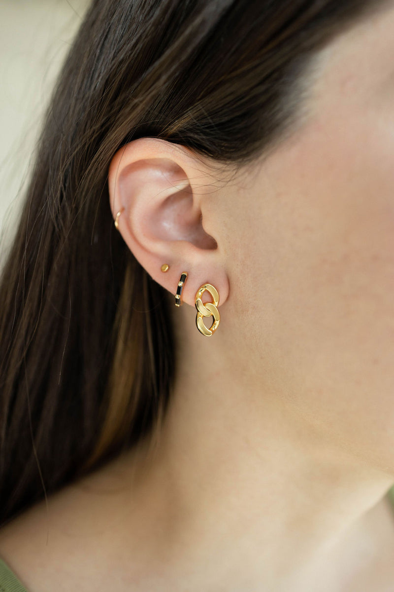 Chain Link Stud Earrings in Gold