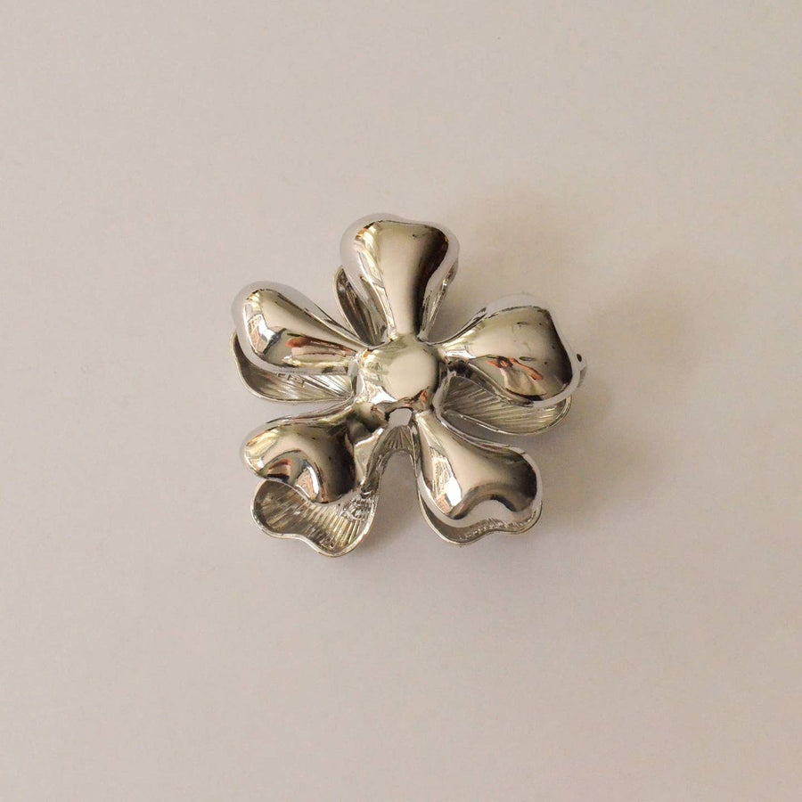 Silver Flower Metal Hair Claw Clip