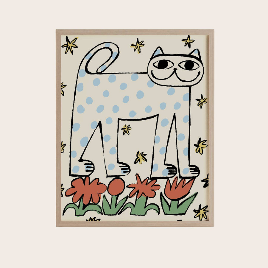 Star Garden Cat Art Print