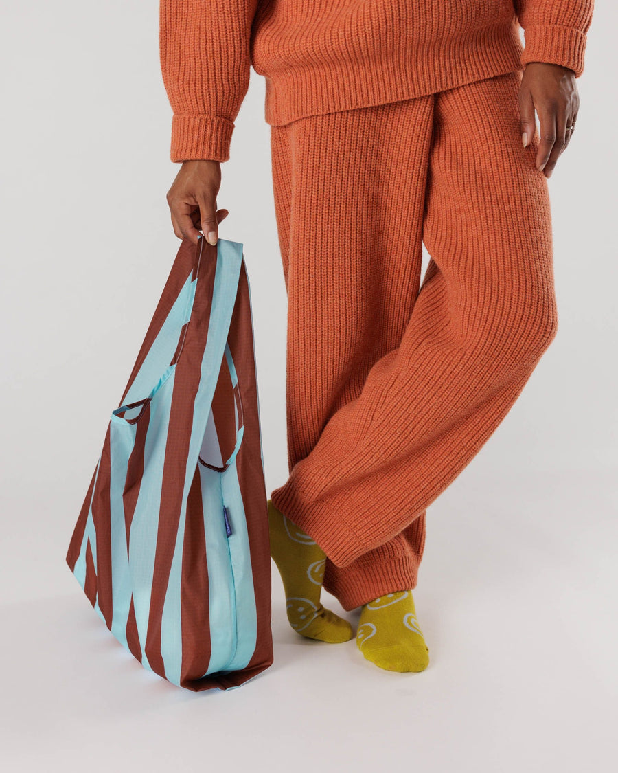 Raisin Awning Stripe Standard Baggu Reusable Bag
