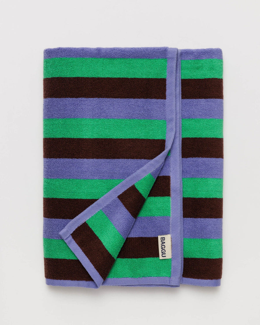 Bath Towel in Mint 90's Stripe