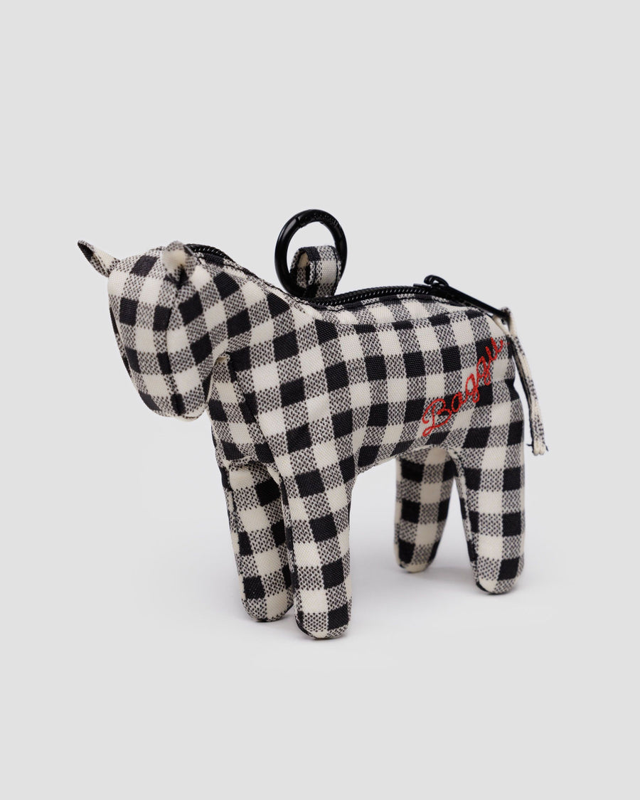 Horse Charm in Black & White Gingham