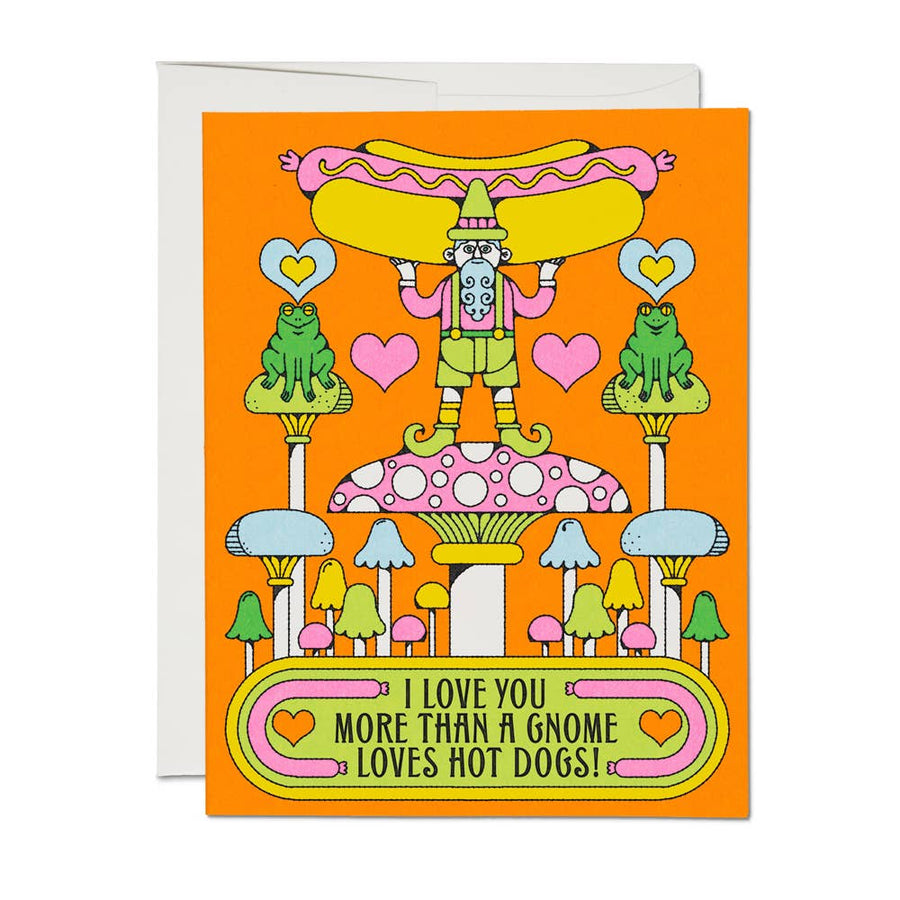 Gnomes Love Hot Dogs Greeting Card