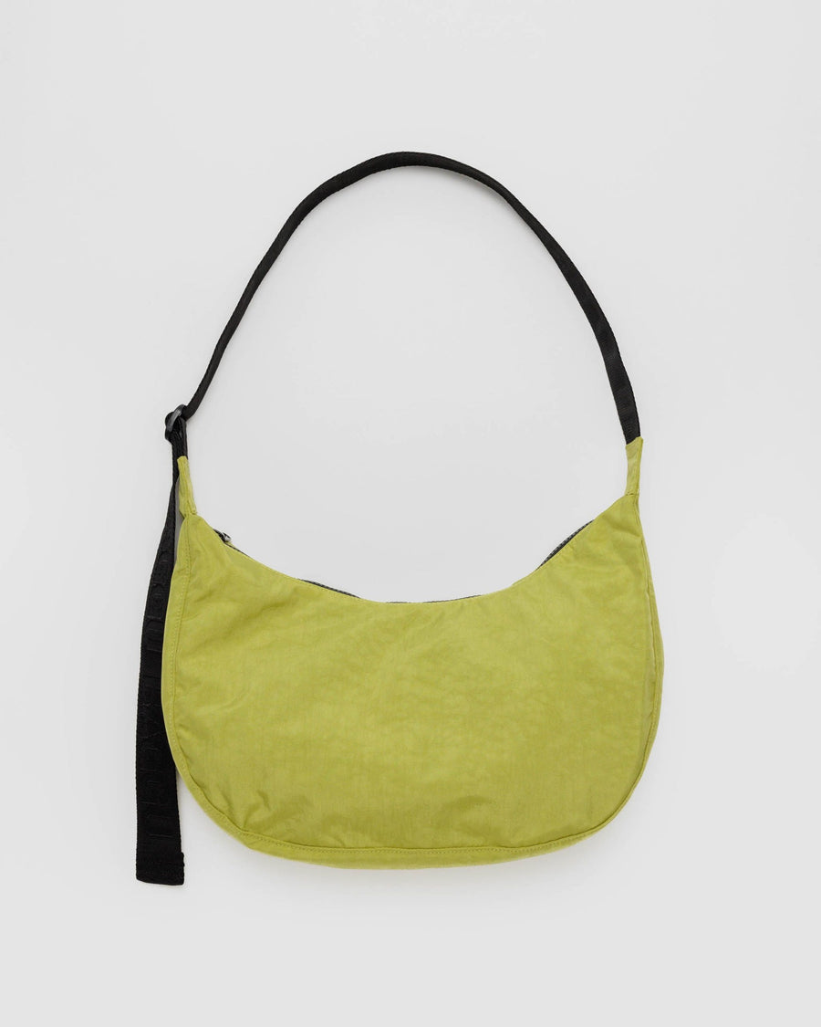 Medium Nylon Crescent Bag in Lemongrass