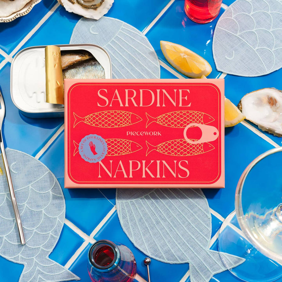 Sardine Cocktail Napkins, Set of 4