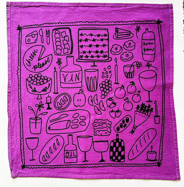 Picnic on Grape Tea Towel