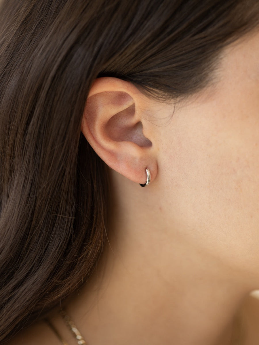 Classic Huggie Hoop Earrings in Silver