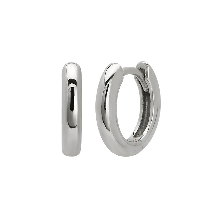 Classic Huggie Hoop Earrings in Silver