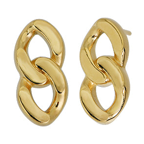 Chain Link Stud Earrings in Gold