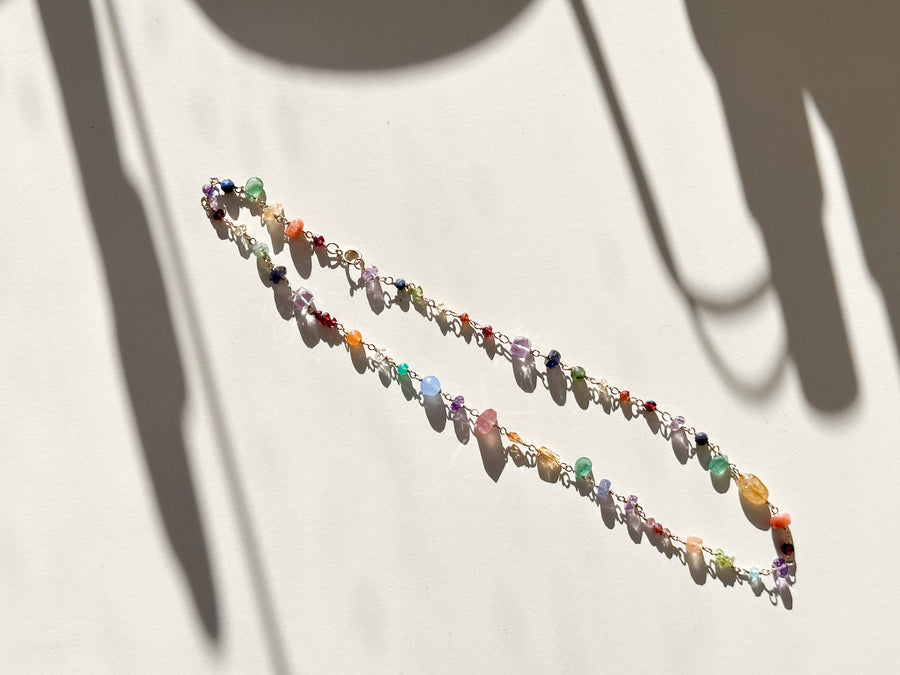 Mini Candy Rainbow Chain Necklace in Silver