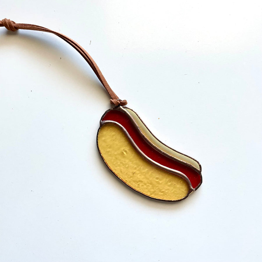 Baby Hot Dog Stained Glass Ornament