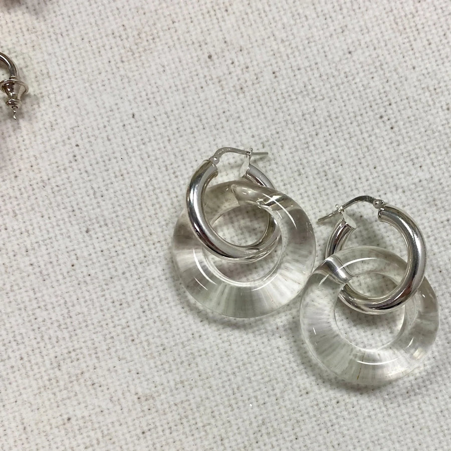 Link Earrings in Silver and Blown Glass