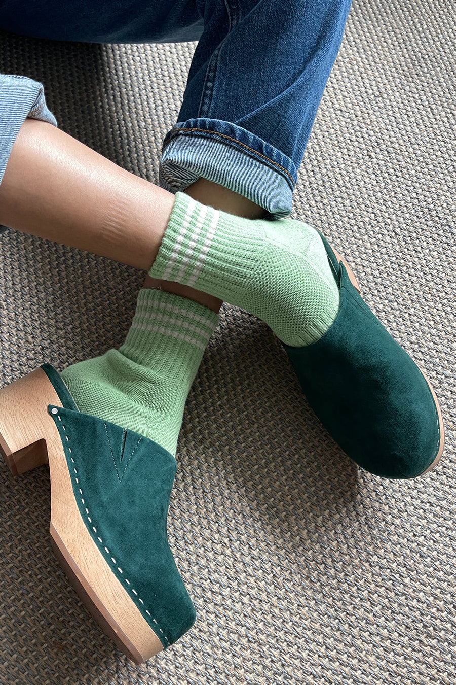 Girlfriend Socks in Green Leaf