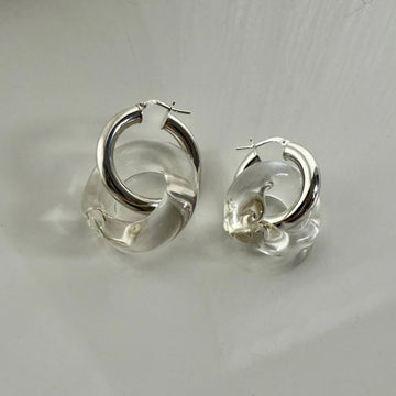 Link Earrings in Silver and Blown Glass
