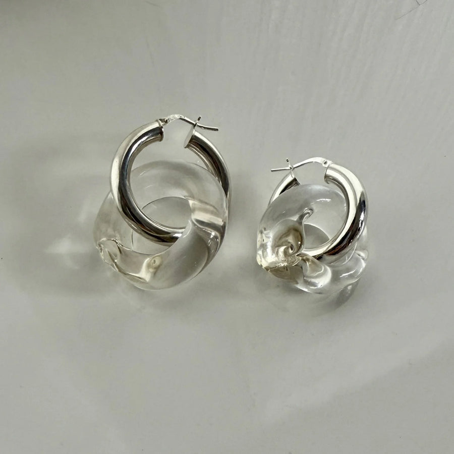 Link Earrings in Silver and Blown Glass