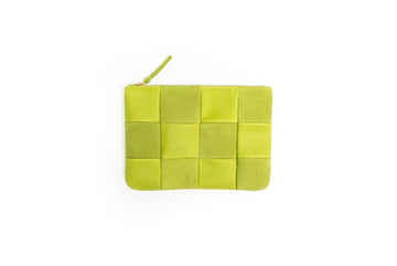 LIME CHECKERED LEATHER POUCH