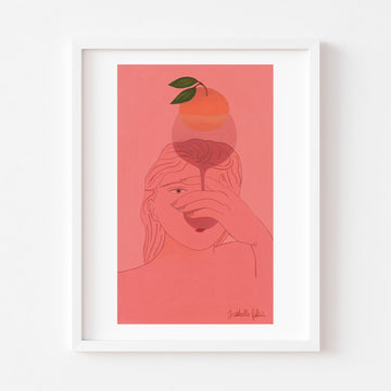 Girl And Orange In Glass Wall Art