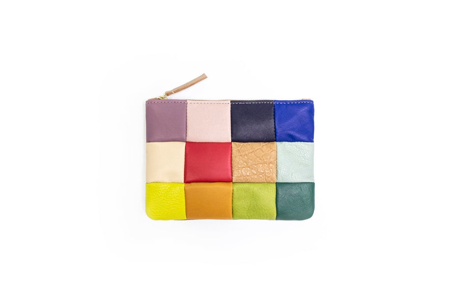 SCRAPS CHECKERED LEATHER POUCH