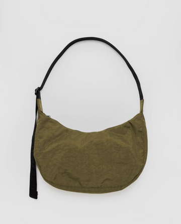 Medium Nylon Crescent Bag in Seaweed