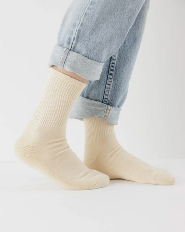 Ribbed Sock in Ecru