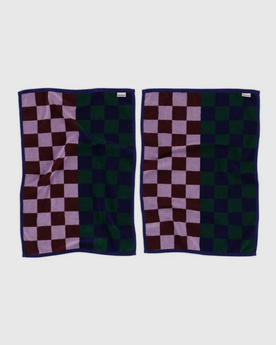 Hand Towel Set of 2 in Jewel Checks