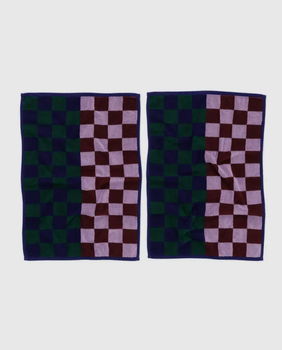 Hand Towel Set of 2 in Jewel Checks